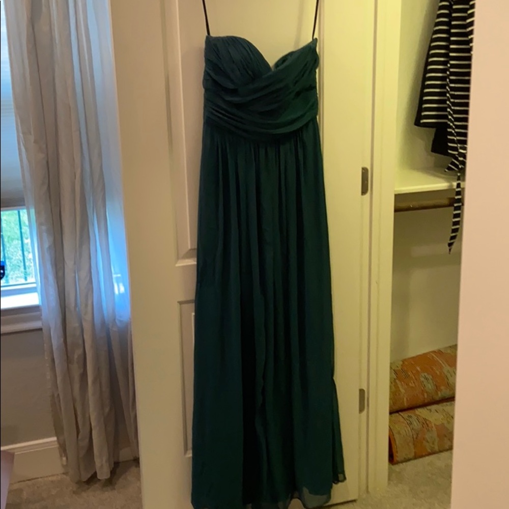 Dessy Collection hunter green gown sz 10 Long - Picture 2 of 4